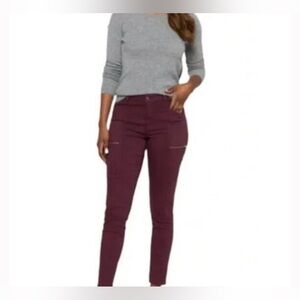Pistola Hannah Zippered Skinny Cargo Pants | Burgundy | Size 27